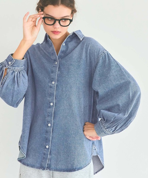 coca(coca)(コカ)の「ボリュームスリーブデニムシャツ(シャツ/ブラウス・レディース・ブルー・M/L/S)」の8枚目の写真