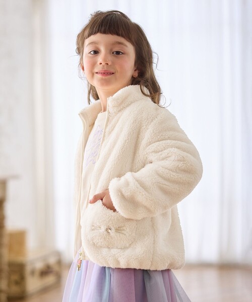 ANY（エニィ）の「【ドッキング可能】ネコボアブルゾン（ブルゾン・キッズ・アイボリー系/ライトグリーン系8/ブラック系/ベージュ系5/ライラック系8・130/100/110/120）」の4枚目の写真