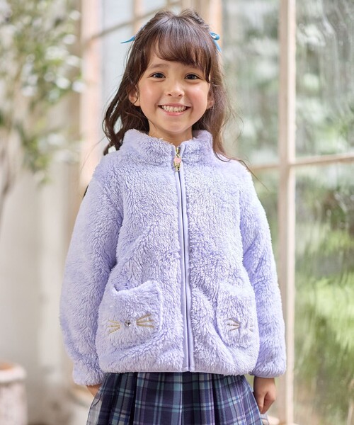 ANY（エニィ）の「【ドッキング可能】ネコボアブルゾン（ブルゾン・キッズ・アイボリー系/ライトグリーン系8/ブラック系/ベージュ系5/ライラック系8・130/100/110/120）」の7枚目の写真