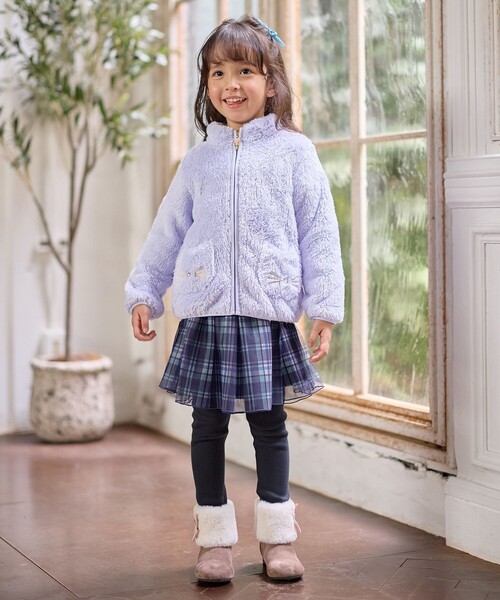 ANY（エニィ）の「【ドッキング可能】ネコボアブルゾン（ブルゾン・キッズ・アイボリー系/ライトグリーン系8/ブラック系/ベージュ系5/ライラック系8・130/100/110/120）」の9枚目の写真