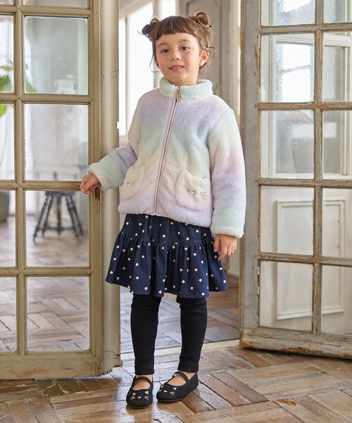 ANY（エニィ）の「【ドッキング可能】ネコボアブルゾン（ブルゾン・キッズ・アイボリー系/ライトグリーン系8/ブラック系/ベージュ系5/ライラック系8・130/100/110/120）」の12枚目の写真