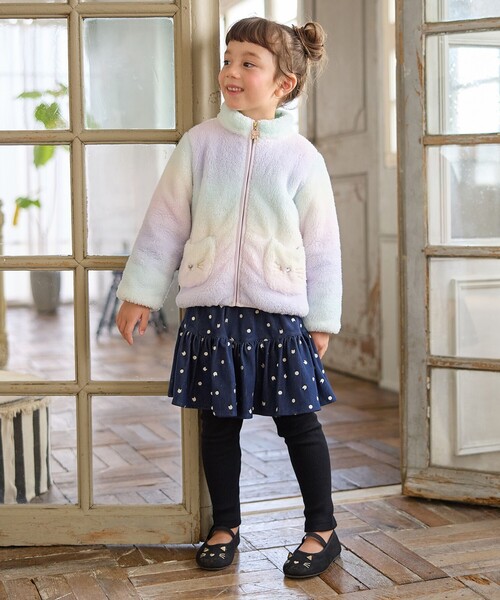 ANY（エニィ）の「【ドッキング可能】ネコボアブルゾン（ブルゾン・キッズ・アイボリー系/ライトグリーン系8/ブラック系/ベージュ系5/ライラック系8・130/100/110/120）」の13枚目の写真