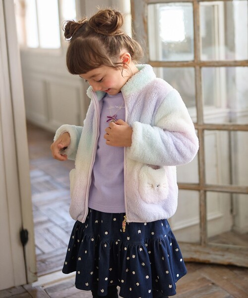 ANY（エニィ）の「【ドッキング可能】ネコボアブルゾン（ブルゾン・キッズ・アイボリー系/ライトグリーン系8/ブラック系/ベージュ系5/ライラック系8・130/100/110/120）」の16枚目の写真