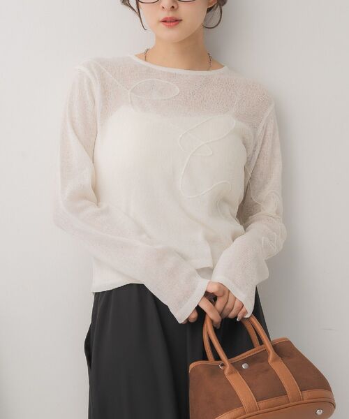 RETRO GIRL（レトロガール）の「モール刺繍ロンTEE（Tシャツ/カットソー・レディース・ピンク/ブラック/ナチュラル・FREE）」の3枚目の写真