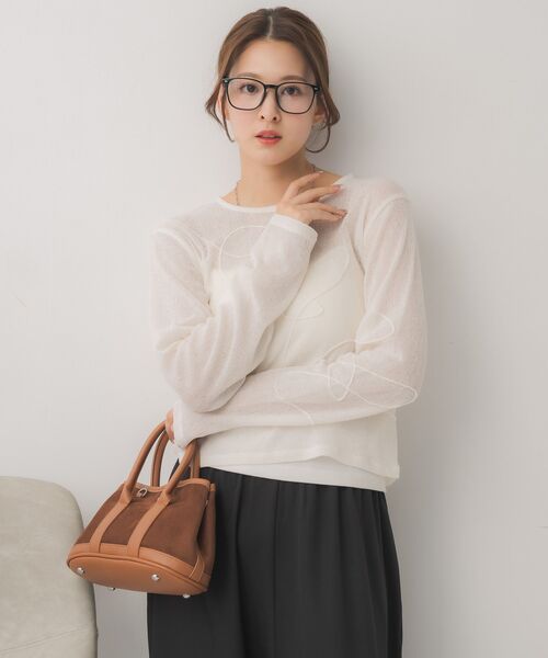 RETRO GIRL（レトロガール）の「モール刺繍ロンTEE（Tシャツ/カットソー・レディース・ピンク/ブラック/ナチュラル・FREE）」の12枚目の写真