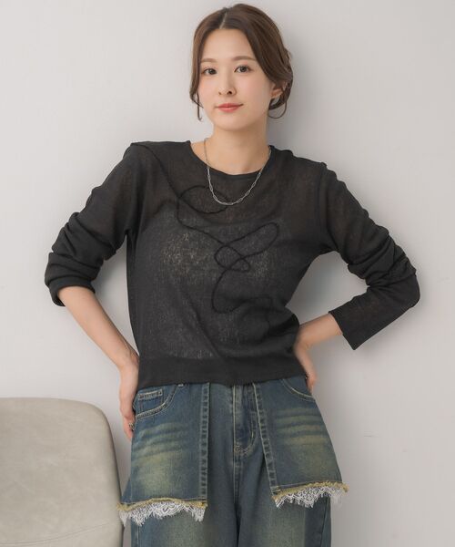 RETRO GIRL（レトロガール）の「モール刺繍ロンTEE（Tシャツ/カットソー・レディース・ピンク/ブラック/ナチュラル・FREE）」の20枚目の写真