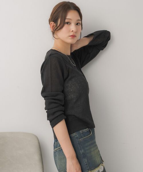 RETRO GIRL（レトロガール）の「モール刺繍ロンTEE（Tシャツ/カットソー・レディース・ピンク/ブラック/ナチュラル・FREE）」の21枚目の写真