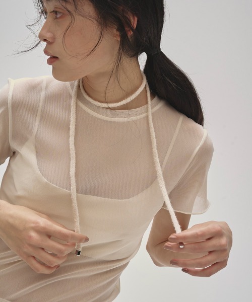 TODAYFUL（トゥデイフル）の「Knit Ribbon Choker（チョーカー・レディース・チョコ/グレー/キナリ・FREE）」の2枚目の写真