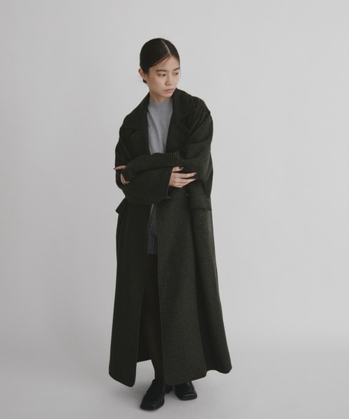 duei(デュイ)の「チェックロングコート(その他アウター・レディース・ブラック・FREE)」の3枚目の写真