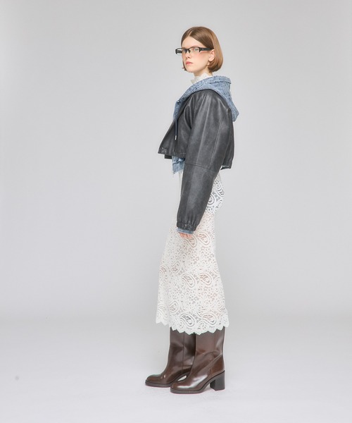Nora Lily elle（ノラリリーエル）の「【Nora Lily】「elle」Tailored Combination Blouson（ブルゾン・レディース・ブラウン/ブラック/オリーブ・FREE）」の12枚目の写真