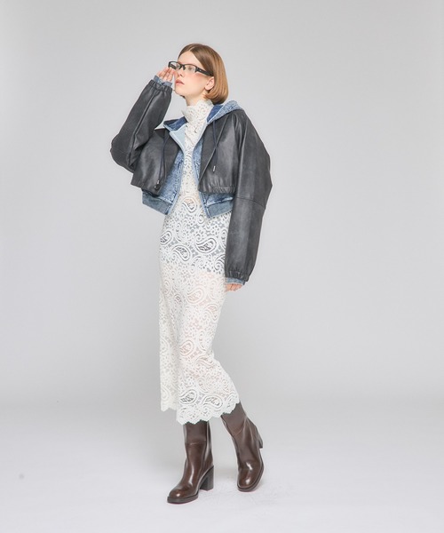 Nora Lily elle（ノラリリーエル）の「【Nora Lily】「elle」Tailored Combination Blouson（ブルゾン・レディース・ブラウン/ブラック/オリーブ・FREE）」の11枚目の写真