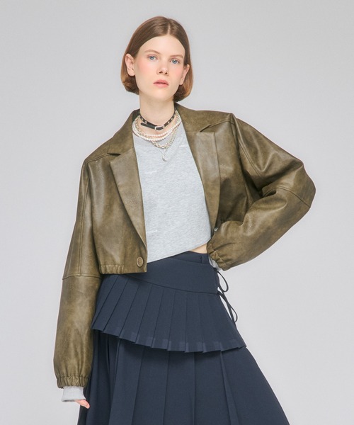 Nora Lily elle（ノラリリーエル）の「【Nora Lily】「elle」Tailored Combination Blouson（ブルゾン・レディース・ブラウン/ブラック/オリーブ・FREE）」の21枚目の写真