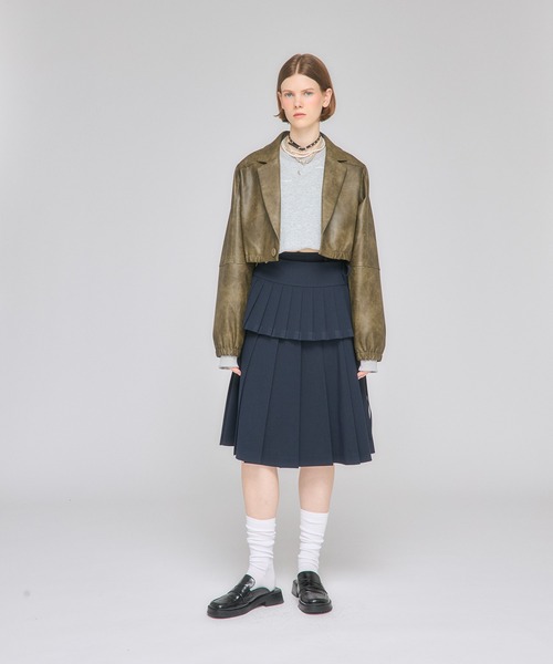 Nora Lily elle（ノラリリーエル）の「【Nora Lily】「elle」Tailored Combination Blouson（ブルゾン・レディース・ブラウン/ブラック/オリーブ・FREE）」の5枚目の写真