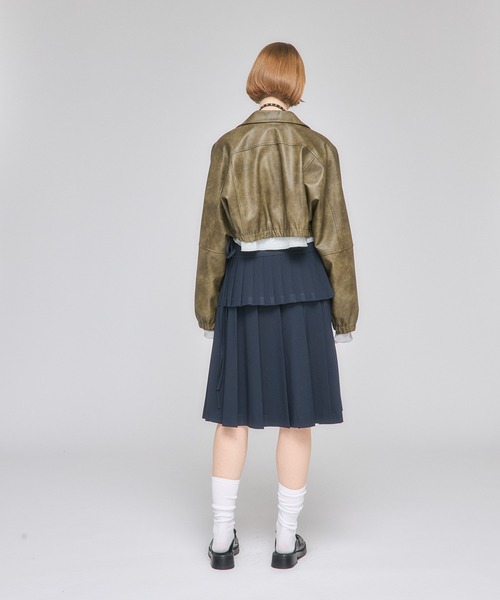 Nora Lily elle（ノラリリーエル）の「【Nora Lily】「elle」Tailored Combination Blouson（ブルゾン・レディース・ブラウン/ブラック/オリーブ・FREE）」の4枚目の写真