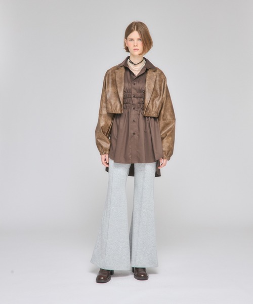 Nora Lily elle（ノラリリーエル）の「【Nora Lily】「elle」Tailored Combination Blouson（ブルゾン・レディース・ブラウン/ブラック/オリーブ・FREE）」の17枚目の写真