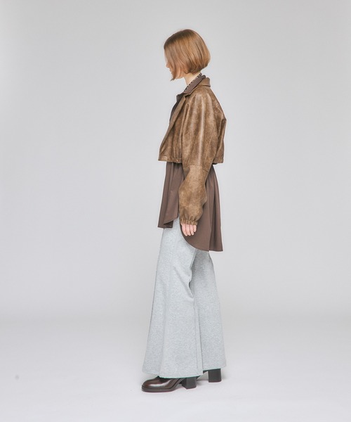 Nora Lily elle（ノラリリーエル）の「【Nora Lily】「elle」Tailored Combination Blouson（ブルゾン・レディース・ブラウン/ブラック/オリーブ・FREE）」の18枚目の写真