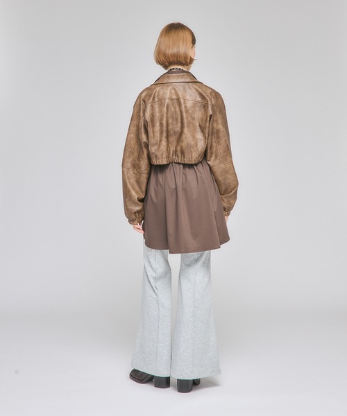 Nora Lily elle（ノラリリーエル）の「【Nora Lily】「elle」Tailored Combination Blouson（ブルゾン・レディース・ブラウン/ブラック/オリーブ・FREE）」の22枚目の写真