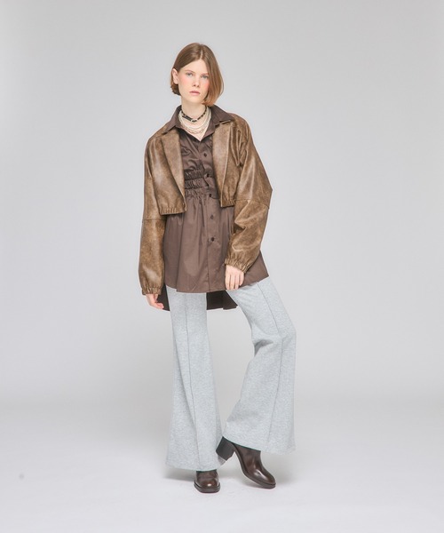 Nora Lily elle（ノラリリーエル）の「【Nora Lily】「elle」Tailored Combination Blouson（ブルゾン・レディース・ブラウン/ブラック/オリーブ・FREE）」の20枚目の写真