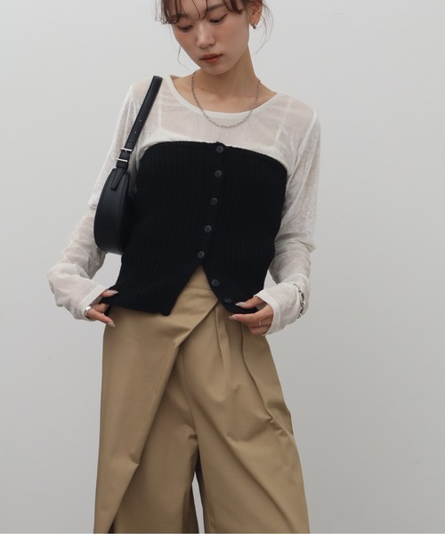 NOGLE(ノグル)の「【NOGLE/ノグル】ミックスニットボタンビスチェ(その他トップス・レディース・ブラック系その他/ブラック/ブラウン系その他・FREE)」の13枚目の写真