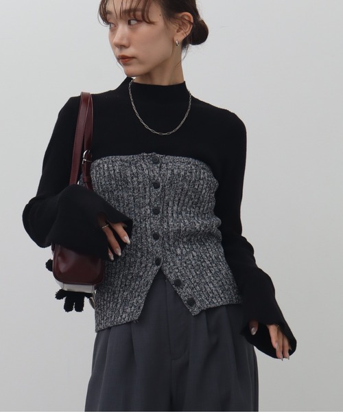 NOGLE(ノグル)の「【NOGLE/ノグル】ミックスニットボタンビスチェ(その他トップス・レディース・ブラック系その他/ブラック/ブラウン系その他・FREE)」の5枚目の写真