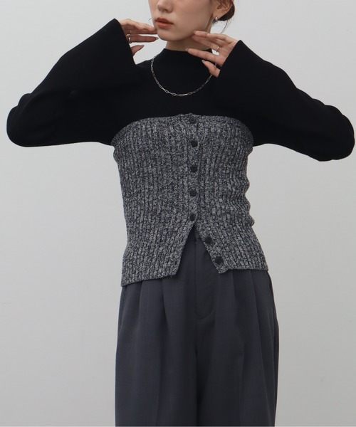 NOGLE(ノグル)の「【NOGLE/ノグル】ミックスニットボタンビスチェ(その他トップス・レディース・ブラック系その他/ブラック/ブラウン系その他・FREE)」の18枚目の写真