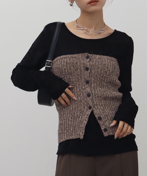 NOGLE/ノグル】ミックスニットボタンビスチェ（その他トップス