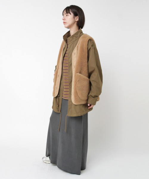 RNA-N（アールエヌエーエヌ）の「C0787 M-65ファーライナーモッズコート（モッズコート・レディース・ベージュ/カーキ/ボルドー・FREE）」の21枚目の写真