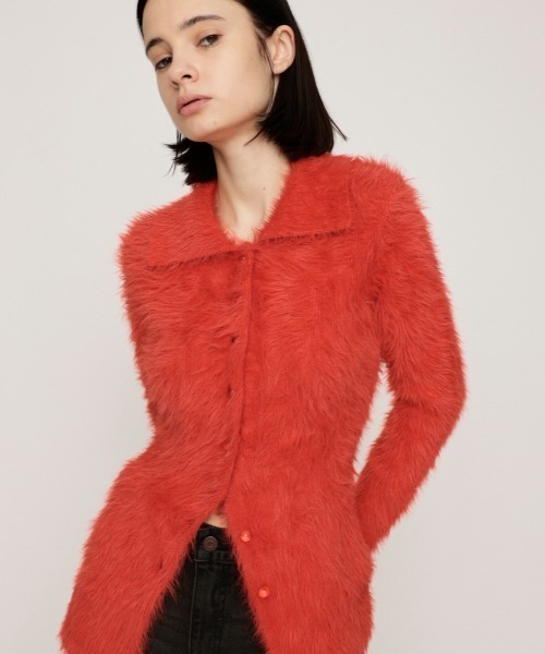 SLY（スライ）の「WAIST SHAPE KNIT TOPS ウエストシェイプ ニット カーディガントップス カーディガン 秋服 冬服（カーディガン/ボレロ・レディース・アイボリー/グレー/オレンジ・FREE）」の3枚目の写真