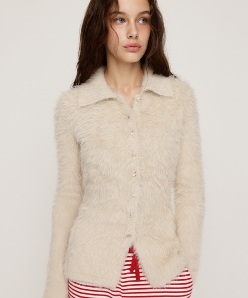 SLY（スライ）の「WAIST SHAPE KNIT TOPS ウエストシェイプ ニット カーディガントップス カーディガン 秋服 冬服（カーディガン/ボレロ・レディース・アイボリー/グレー/オレンジ・FREE）」の2枚目の写真