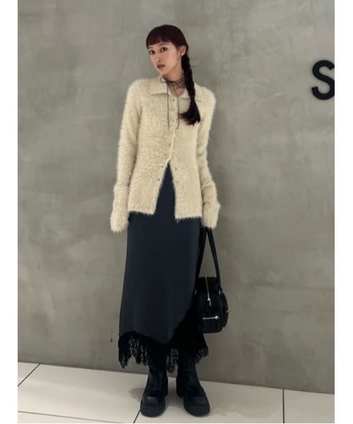 SLY（スライ）の「WAIST SHAPE KNIT TOPS ウエストシェイプ ニット カーディガントップス カーディガン 秋服 冬服（カーディガン/ボレロ・レディース・アイボリー/グレー/オレンジ・FREE）」の18枚目の写真