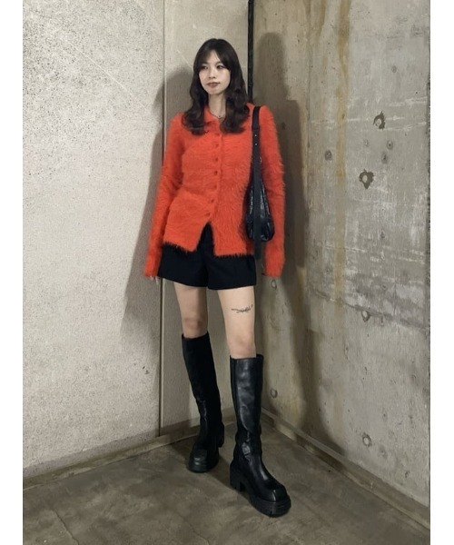 SLY（スライ）の「WAIST SHAPE KNIT TOPS ウエストシェイプ ニット カーディガントップス カーディガン 秋服 冬服（カーディガン/ボレロ・レディース・アイボリー/グレー/オレンジ・FREE）」の12枚目の写真