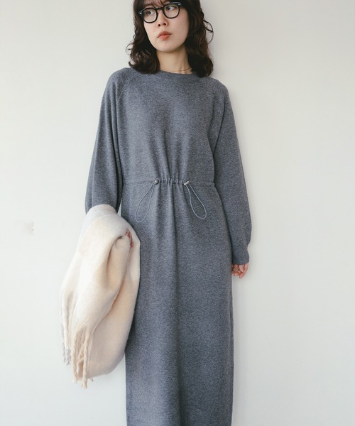 ニット ドローストリング ワンピース (洗濯可)（ワンピース）｜B:MING
