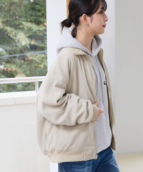 セール】2WAYリバーシブル フリース/ナイロン オーバーサイズブルゾン