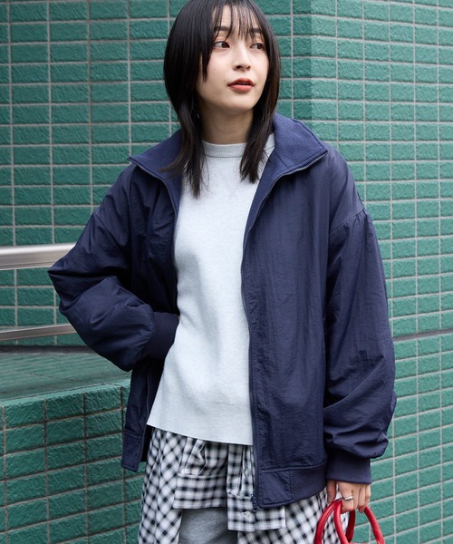 2WAYリバーシブル フリース/ナイロン オーバーサイズブルゾン