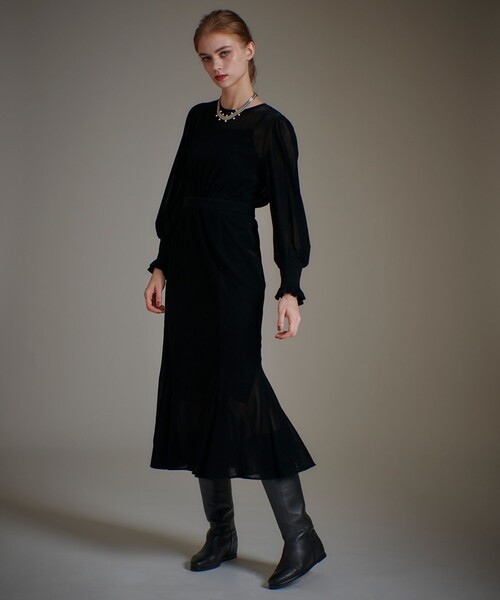 LOULOU WILLOUGHBY(ルルウィルビー)の「【LOULOU WILLOUGHBY】チュールフロッキーマーメイドワンピース(ワンピース・レディース・ブラック/レッド・2/1)」の3枚目の写真