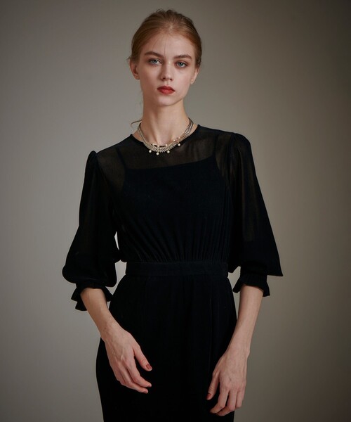 LOULOU WILLOUGHBY(ルルウィルビー)の「【LOULOU WILLOUGHBY】チュールフロッキーマーメイドワンピース(ワンピース・レディース・ブラック/レッド・2/1)」の6枚目の写真