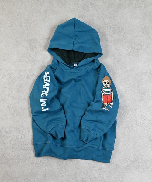 MARKEY'S（マーキーズ）の「ソデプリントパーカー（パーカー・キッズ・キャメル/パープル/ブラック/ターコイズブルー・80/90/95/100/110/120/130/140/150）」の3枚目の写真