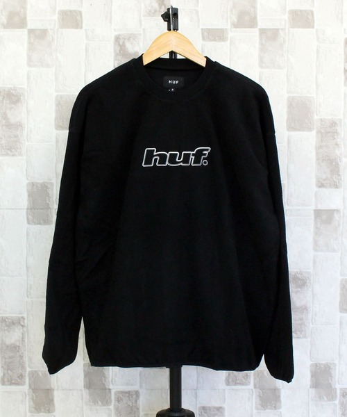 HUF(ハフ)の「Hドットポーラーフリースクルーネック スウェット トレーナー H DOT POLAR FLEECE CREWNECK(スウェット・メンズ・スカイブルー/ブラック・XL/L/M)」の1枚目の写真