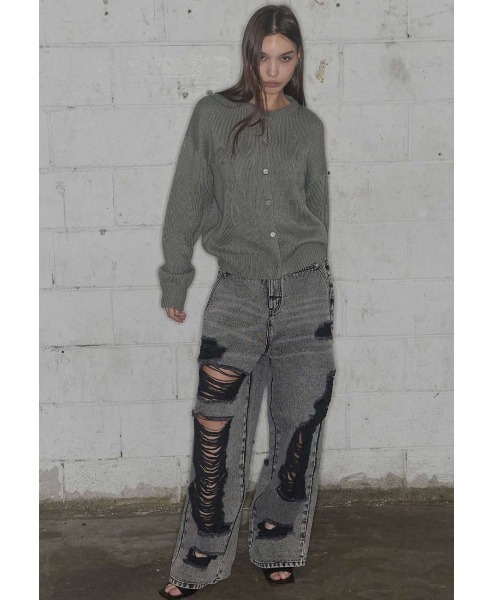 FANCY CLUB（ファンシークラブ）の「A'GEM/9 × .kom 『FANCY CLUB/ファンシークラブ』 SWALE KNIT CARDIGAN/ニットカーディガン（カーディガン/ボレロ・レディース・ブラウン/グレー/ブルー・FREE）」の6枚目の写真
