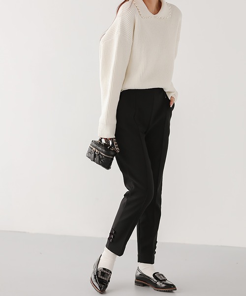 Fit more(フィットモア)の「裾リボン裏起毛パンツ(その他パンツ・レディース・ネイビー/ブラック・PS/M)」の3枚目の写真