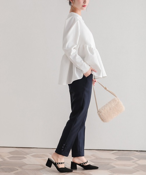 Fit more(フィットモア)の「裾リボン裏起毛パンツ(その他パンツ・レディース・ネイビー/ブラック・PS/M)」の6枚目の写真