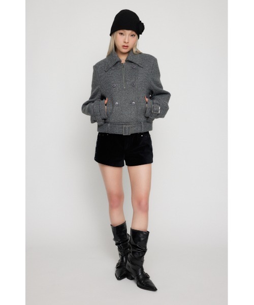 LAGUA GEM SHORT COMPACT DOUBLE コート　黒　未使用 SHORT COMPACT DOUBLE コート（ピーコート）｜LAGUA GEM（ラグアジェム