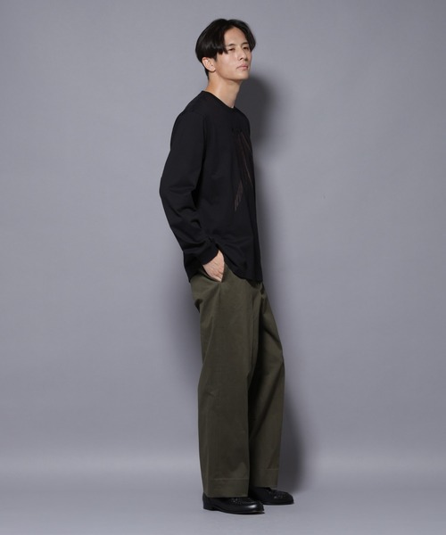 NANO universe（ナノユニバース）の「フェザー エンブロイダリー ロングスリーブTシャツ（Tシャツ/カットソー・メンズ・ホワイト/ブラック・L/M）」の15枚目の写真