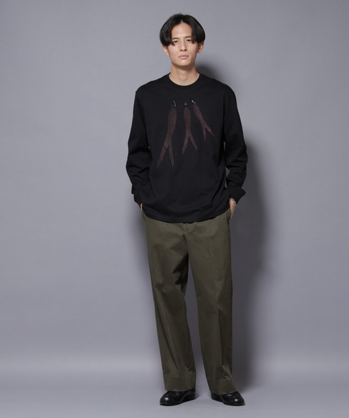 NANO universe（ナノユニバース）の「フェザー エンブロイダリー ロングスリーブTシャツ（Tシャツ/カットソー・メンズ・ホワイト/ブラック・L/M）」の14枚目の写真