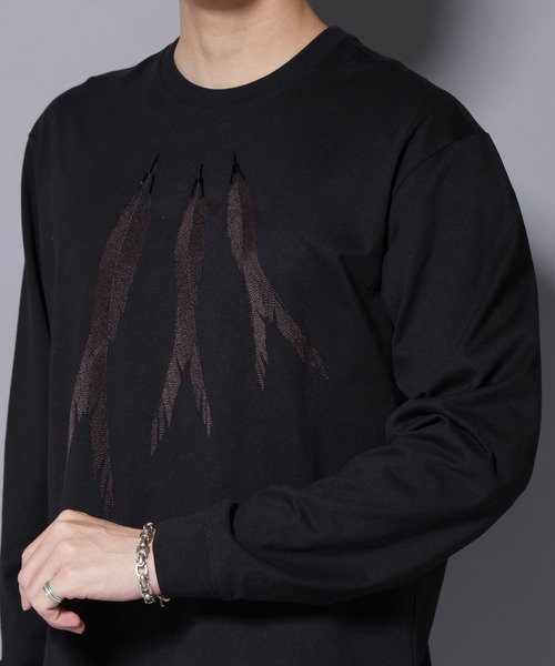 NANO universe（ナノユニバース）の「フェザー エンブロイダリー ロングスリーブTシャツ（Tシャツ/カットソー・メンズ・ホワイト/ブラック・L/M）」の20枚目の写真