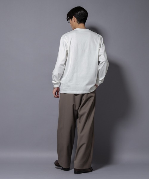 NANO universe（ナノユニバース）の「フェザー エンブロイダリー ロングスリーブTシャツ（Tシャツ/カットソー・メンズ・ホワイト/ブラック・L/M）」の9枚目の写真