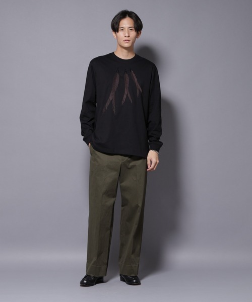 NANO universe（ナノユニバース）の「フェザー エンブロイダリー ロングスリーブTシャツ（Tシャツ/カットソー・メンズ・ホワイト/ブラック・L/M）」の13枚目の写真