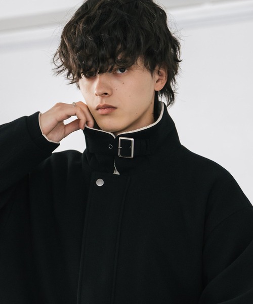 オーバーサイズ 裏ボアメルトン2WAYショートジャケット/ベルト