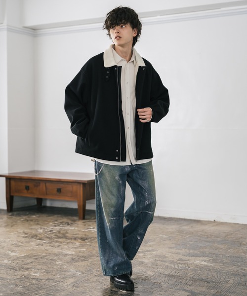 セール】オーバーサイズ 裏ボアメルトン2WAYショートジャケット/ベルト