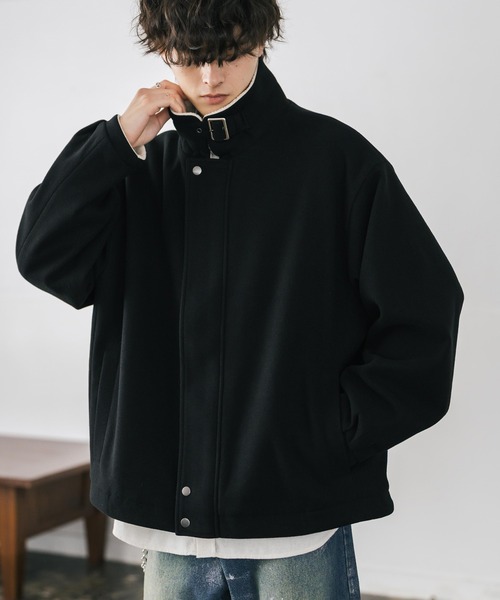 オーバーサイズ 裏ボアメルトン2WAYショートジャケット/ベルト